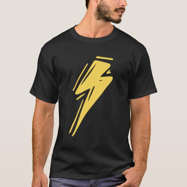Lightning Thunder Storm Bolt Strike Cool Yellow Li T-Shirt (Front)