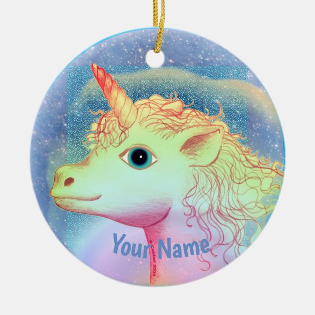 Lightning Unicorn  Ceramic Ornament (Front)