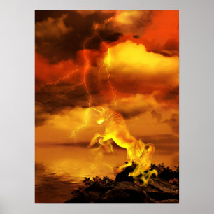 Lightning Unicorn Poster