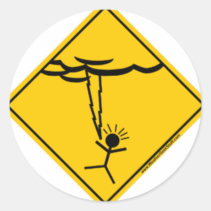 Lightning Weather Warning Merchandise and Clothing Classic Round Sticker