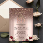 Lights,Burgundy Glitter, Rose Gold 80TH Birthday  Invitation<br><div class="desc">A modern,  chic and glamourous invitation with an elegant gold tiara,  string lights,  and flowers.</div>