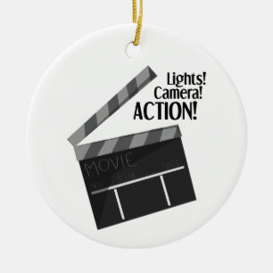Lights Camera Action Ceramic Ornament