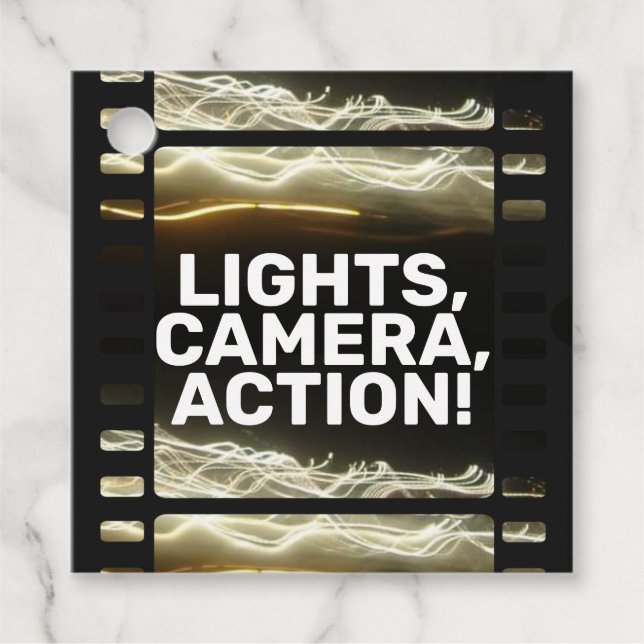 LIGHTS, CAMERA, ACTION! FAVOUR TAGS (Front)