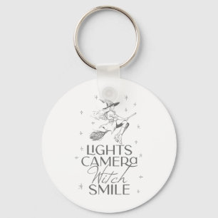 Lights Camera Witch Smile Halloween Key Ring