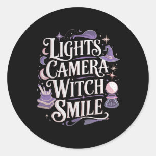 Lights Camera Witch Smile - Witch Halloween Classic Round Sticker