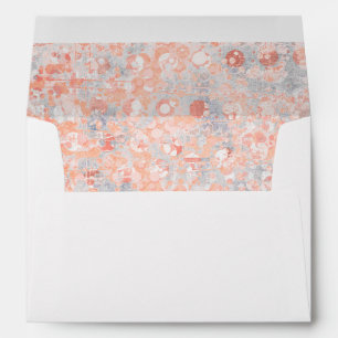 Lights grey and coral pink wedding envelope