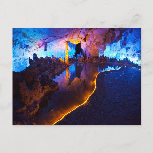 Lights in Reed Flute Cave, China Postcard (Front)