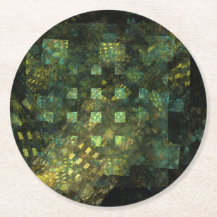 Lights in the City Abstract Art Round Paper Coaster