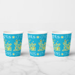 Lights Latkes Chanukah  8 oz. Paper Cups<br><div class="desc">Paper Cups "Lights, Latkes, Chanukah" 8 oz. Also enjoy matching paper plates and paper napkins. All design elements can be edited. Text can be added using your favourite font colour, size, and style. Thanks for stopping and shopping by. Happy Hanukkah/Chanukah Sameach! All design elements can be transferred to other Zazzle...</div>