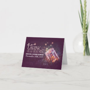Lights mason jar dreamy wedding thank you card