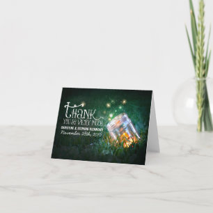 Lights mason jar dreamy wedding thank you card