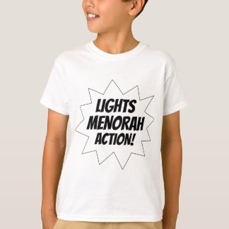 Lights Menorah Action - Black T-Shirt
