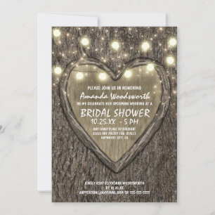Lights + Oak Tree Bark Bridal Shower Invitations