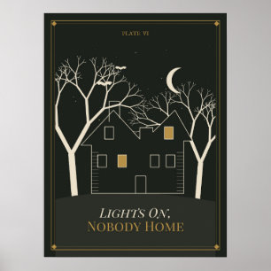 Lights On, Nobody Home Vintage Halloween Wall Art