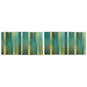 Lights on Yellow & Green Stripes AI art  Pillowcase