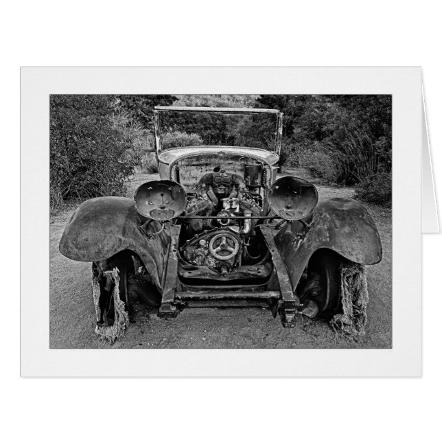 " Lights Out - Flat Head V-8 Powered - B & W " (Front Horizontal)