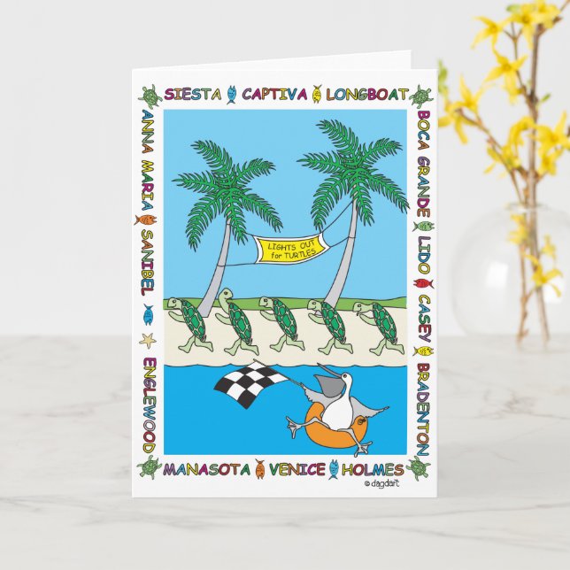 Lights Out for Turtles  - Blank Card (Yellow Flower)