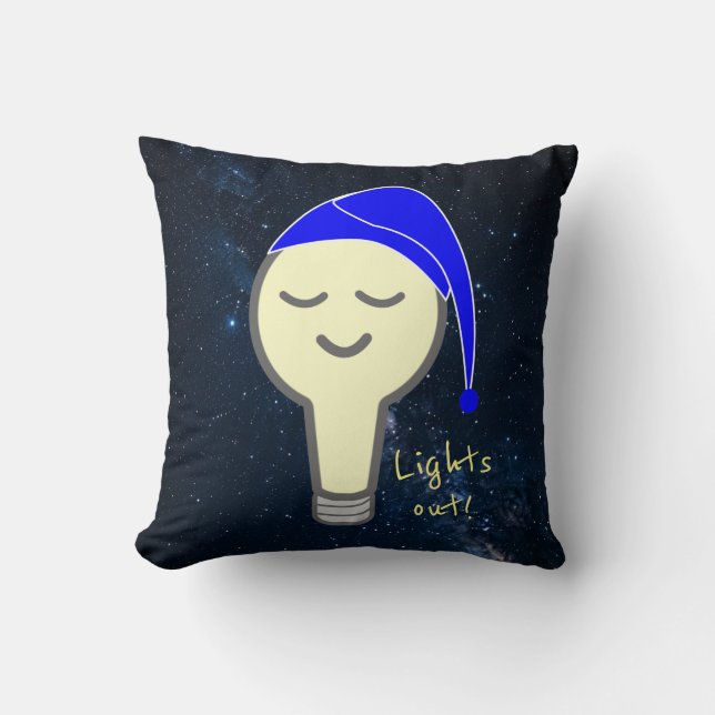 Lights Out Light Bulb w Starry Background  Cushion (Front)