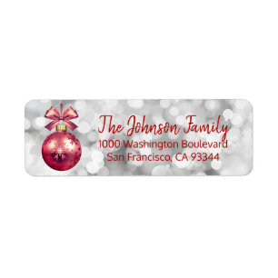 Lights Red Ornament Christmas Return Address Label