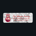 Lights Red Ornament Christmas Return Address Return Address Label<br><div class="desc">Elegant and classy return labels for Christmas (Xmas) Holiday greeting cards / envelopes.  Twinkling lights with red ornament ball background.  Modern RED letters for family name and address. Letter colour and font can be changed.</div>