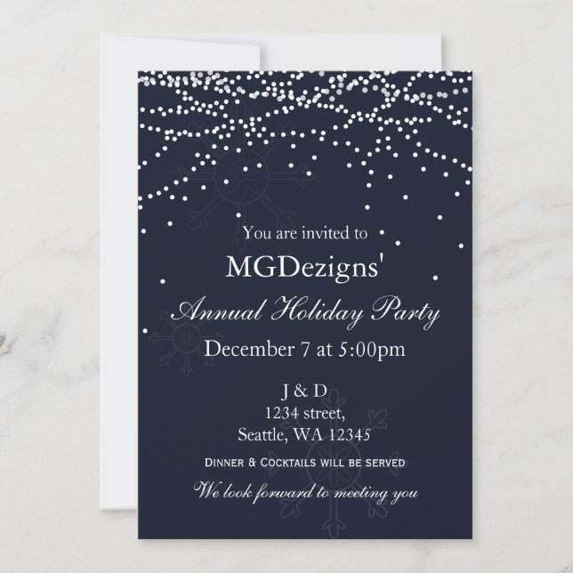 lights snow festive Corporate holiday party Invite (Front)