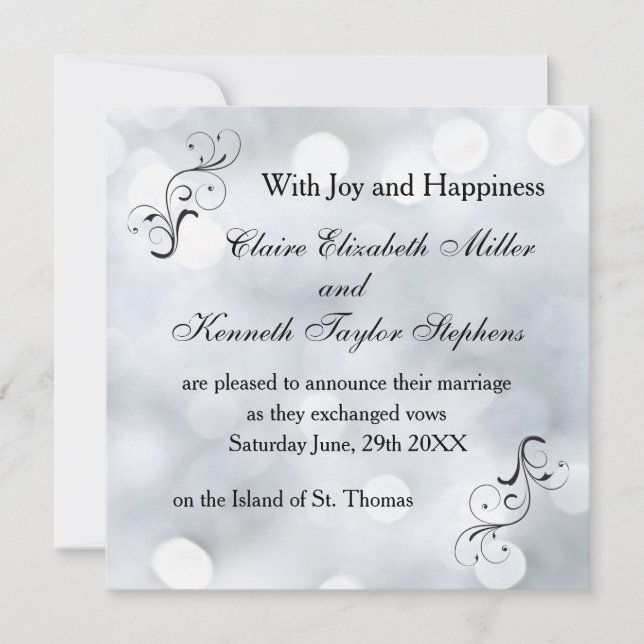 Lights Snow Glitter Sparkles Wedding Announcement (Front)