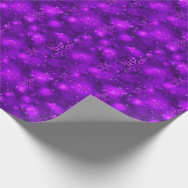 Lights & Snowflakes, Purple - Christmas Wrapping Paper (Corner)