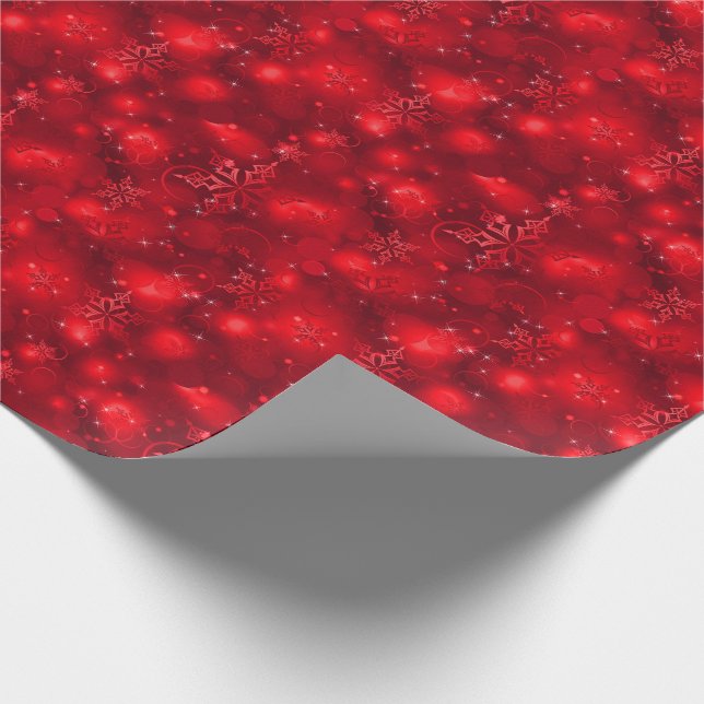 Lights & Snowflakes, Red - Christmas Wrapping Paper (Corner)