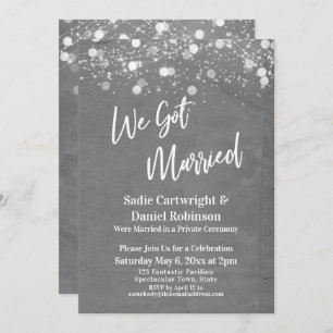 Lights Textured We Got Married Grey Reception Invitation