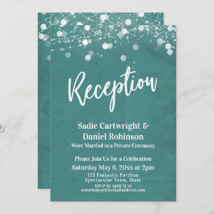 Lights Textured Wedding Reception-Only Teal Invitation