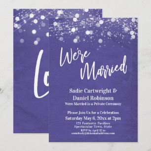 Lights Textured We're Married Purple Reception Invitation