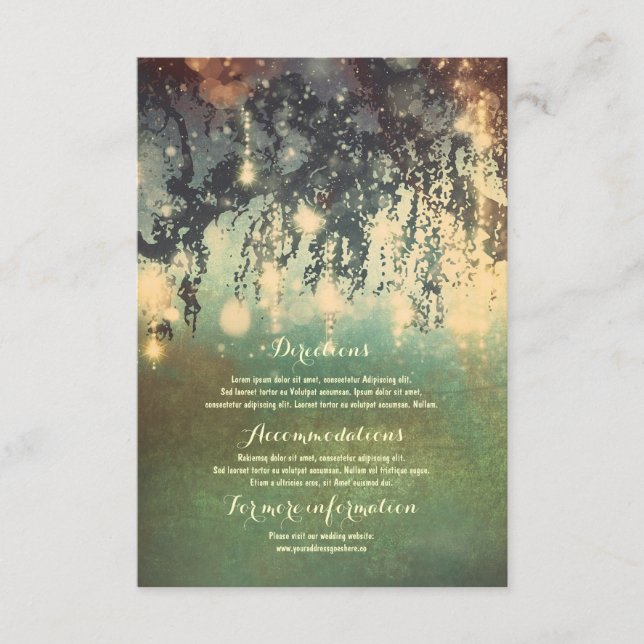 Lights Tree Branches Wedding Details Insert (Front)