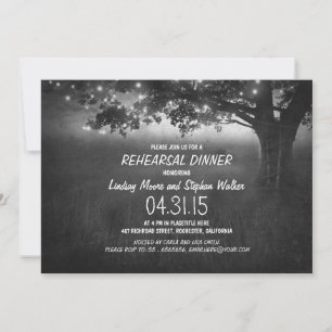 lights tree rustic rehearsal dinner invitation