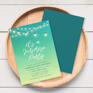 Lights Watercolor Sea Glass Surprise Party Invitation