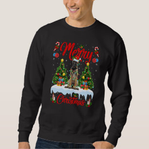 Lights Xmas Tree Santa Belgian Malinois Dog Christ Sweatshirt