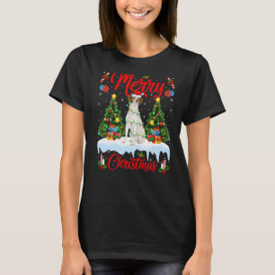 Lights Xmas Tree Santa Brittany Spaniel Dog Christ T-Shirt