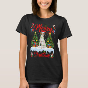 Lights Xmas Tree Santa Brittany Spaniel Dog Christ T-Shirt