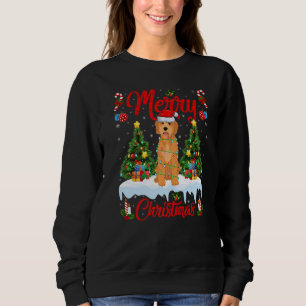 Lights Xmas Tree Santa Goldendoodle Dog Christmas Sweatshirt