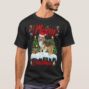 Lights Xmas Tree Santa Shetland Sheepdog Christmas T-Shirt