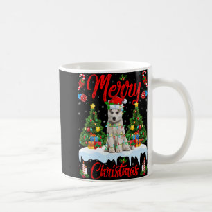 Lights Xmas Tree Santa Siberian Husky Dog Christma Coffee Mug