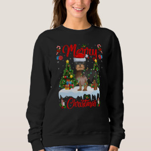 Lights Xmas Tree Santa Yorkshire Terrier Dog Chris Sweatshirt