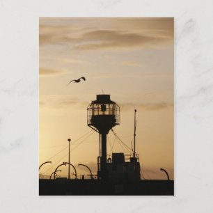 Lightship at sunset postcard