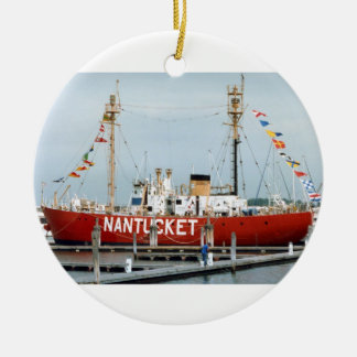 Lightship Nantucket with Glorious Flags Ceramic Tree Decoration