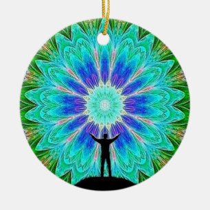 Lightworker Colorful Geometry Mandala Pattern Ceramic Ornament