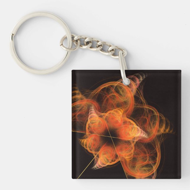 Lightworks Abstract Art Fractal of Fiery Energy Key Ring (Front)