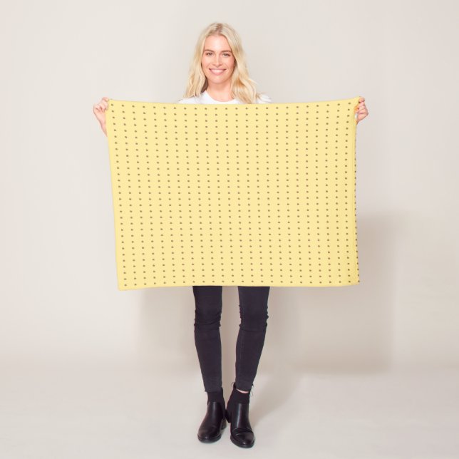 LightYellow and Tan Dots Pattern Fleece Blanket (In Situ)