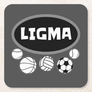 Ligma Balls Funny Meme and Sarcastic Gaming Humour Square Paper Coaster