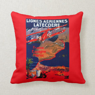 Lignes Aeriennes Latecoere Vintage Poster Cushion