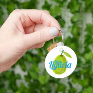 Liguria Retro Olive Italy Vintage Holiday Souvenir Key Ring