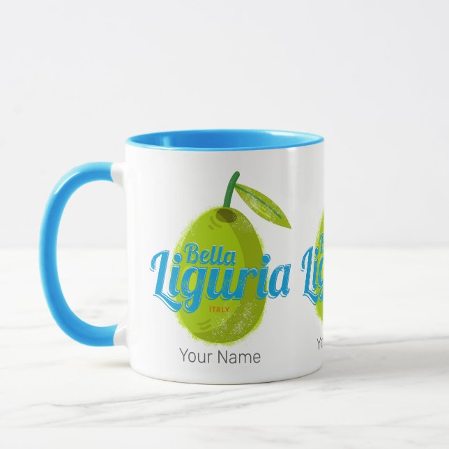 Liguria Retro Olive Italy Vintage Holiday Souvenir Mug (Left)